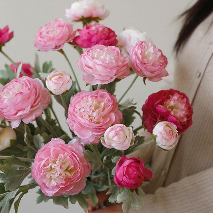 5pcs Artificial Peony Silk Flowers Bouquet Decor Faux Floral Arrangements