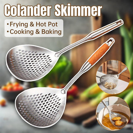 304 Stainless Steel Kitchen Colander Long Handle Noodle Dumpling Strainer Spoon