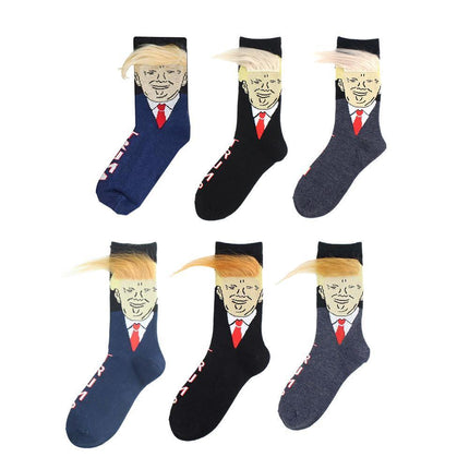 Unisex Fashion Hair Pattern Cotton Mid Calf Socks Trendy Design Comfortable Fit