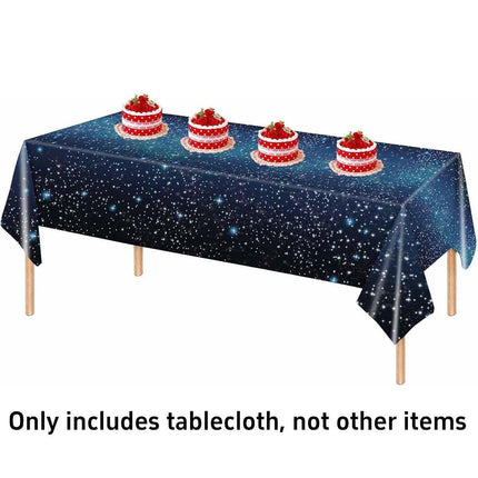2PCS Starry Night Galaxy Theme Disposable Tablecloth Set Star Party Decor