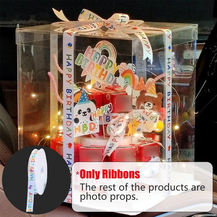 Happy Birthday Ribbon 2CM x 100Yard DIY Party Cake Decoration Gift Wrapping