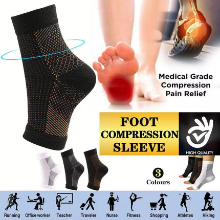 Foot Sleeve Plantar Fasciitis Compression Socks Achy Swelling Heel Ankle Black - Aimall