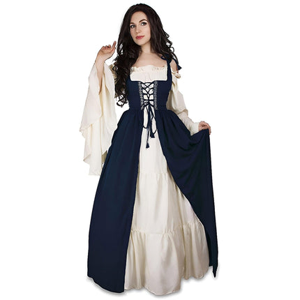 Halloween Costume Amazon Explosions European And American Square Collar Bundle Waist Medieval Renaissance Retro Dress