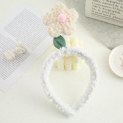 Cute Sunflower Headband Girl Women Party Hair Band Lamb Wool Hoop Clip Face Wash - Aimall