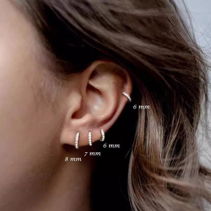 7sizes Hoop Earring Silver Zirconia Ear Huggie Hoop Cartilage Piercing Jewellery - Aimall