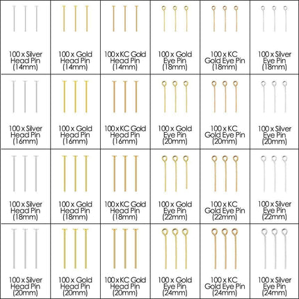 2400PCS Gold-Plated Silver-Plated Jewelry Making T-Pin Nine-Pin Set Accessories