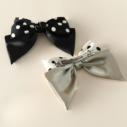 Girls Women Bow Ribbon Polka dots Hair head clip barrette headwear Korean Style - Aimall