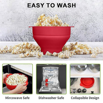 Popcorn Popper Maker Microwave Silicone Collapsible Bowl Container w/Lid Kitchen