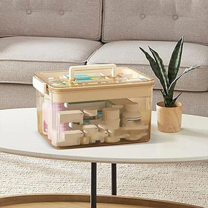 Large Capacity Two-Layer Medicine Box Household Transparent Medical Storage Box