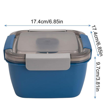 Blue Double Layer Salad Box Bento Box Lunch Box with Compartments for Food