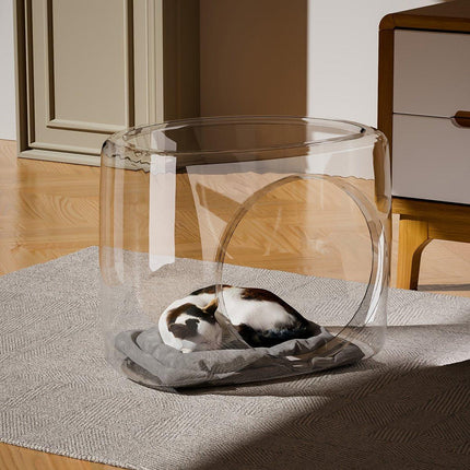 Transparent Capsule Cat Litter Box Semi Enclosed Cat House for Indoor Use