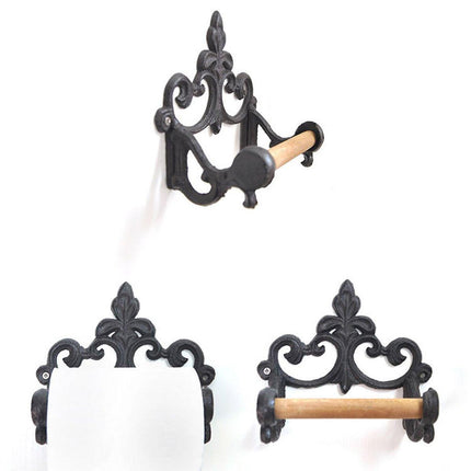 Vintage Iron Toilet Paper Towel Roll Holder Bathroom Wall Mount Rack Black New