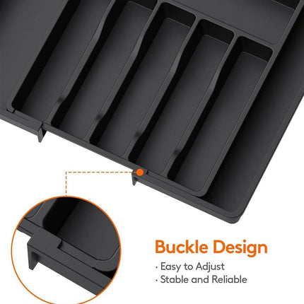 Extendable Cutlery Storage Box Household Portable Retractable Tray Organizer