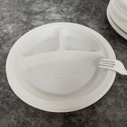 100pcs Corn Starch Degradable Dinner Plates Bone Dish Fruit Plate Simple Party