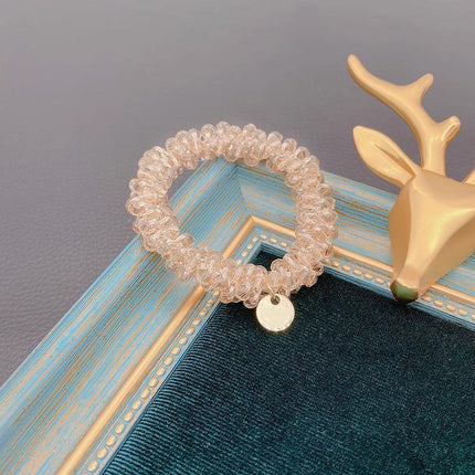 Women Rope Scrunchie Ponytail Holder Pearl Beads Elastic Hair Band Hair Tie Rope - Aimall