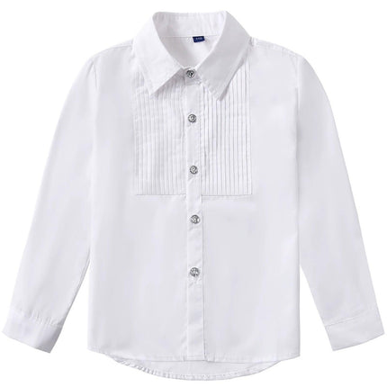 White Children's White Unisex Long Sleeve Cotton Shirt for Kids Boys Girls 3-10Yrs - Aimall