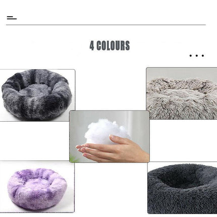 Purple Cat Bed Pet Bed Dog Donut Nest Calming Deep Sleeping Soft Plush Kennel Washable - Aimall