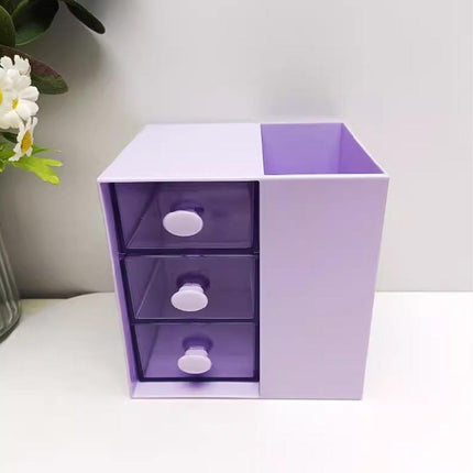 2IN1 Pumping Pen Container Storage Box Cosmetic Drawer Office Organizer Box