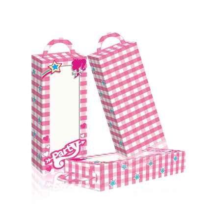 Barbie Red Pink Plaid Window Opening Gift Candy Box