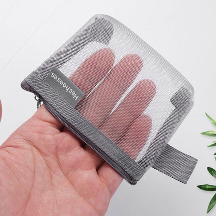 Mini Mesh Zipper Bags Storage Pouch Coin Purse ID Credit Card Holder Organizer - Aimall