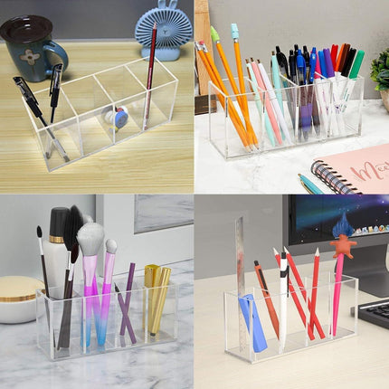 Transparent Acrylic Storage Box with Four Compartments Organiser for Home Office