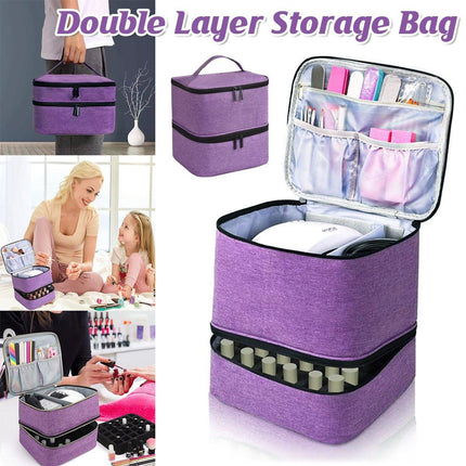 Portable Double Layer Nail Polish Essential Oil Storage Bag Travel Organizer