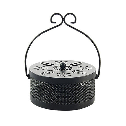 Fireproof Wrought Iron Mosquito Coil Holder with Cover for Indoor Outdoor Use
