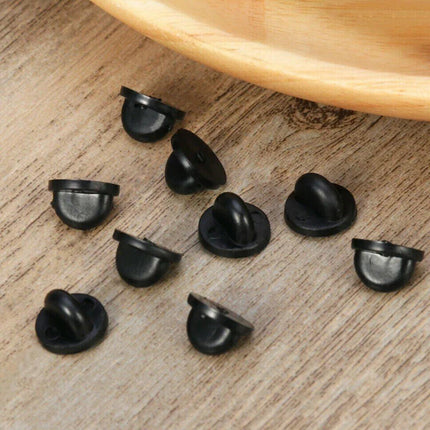 50PCS Black Butterfly Pin Backs Plastic Locking Caps for Badges Lapel Pins Brooches