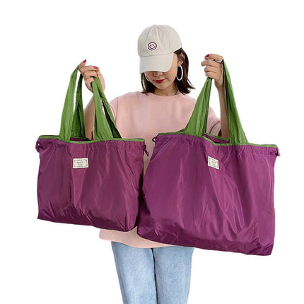 Ultra-Light Foldable Large Capacity Portable Shopping Bag with Drawstring Mouth