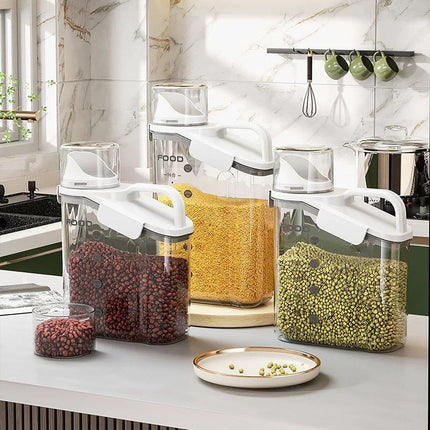 2Sizes Portable Transparent Grain Storage Jar Cat Food Rice Snack Tea Container