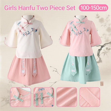 Chinese Hanfu Dress Set Girls Traditional Tang Suit Summer Outfit Cultural