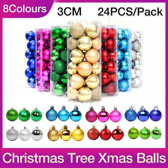24Pcs/Pack Christmas Tree Xmas Balls Decorations Baubles Party Wedding Ornament - Aimall