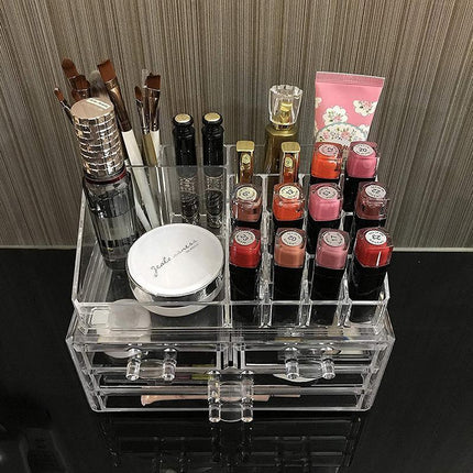 Holder Cosmetic Makeup Organiser 4 Drawer Storage Jewellery Box Clear Acrylic - Aimall