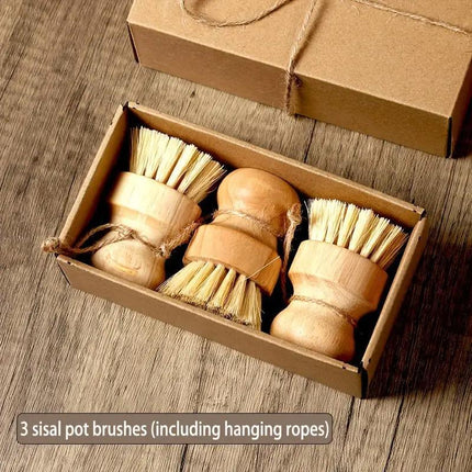 3pcs Dishwashing Brush Set Short Handle Pot Brush for Kitchen Cleaning Scrubbing