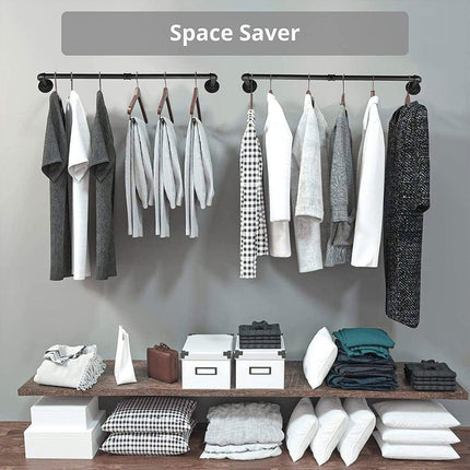 Industrial Pipe Wall Mounted Clothing Rack Display Factory Style Hanger Storage