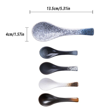 5pcs Ceramic Soup Spoons Household Kitchen Utensils for Cooking and Serving Food