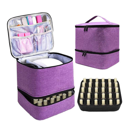Portable Double Layer Nail Polish Essential Oil Storage Bag Travel Organizer