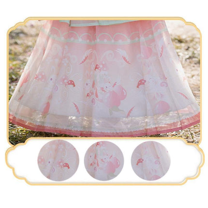 Girl Hanfu Dress Embroidered Floral Tang Suit Chinese Traditional Princess Sweet - Aimall