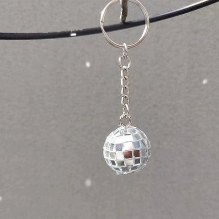 12PCS Disco Laser Ball Pendant Small Silver Bag Pendant Keychain Party Favors