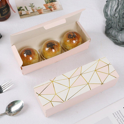 25pcs Long Strip Clamshell Packaging Box 3-Compartment Dessert Storage Box