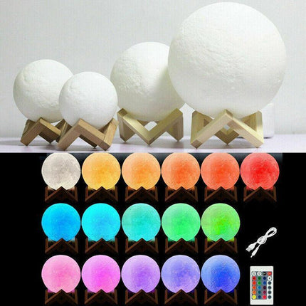 8cm Magical Moon Lamp LED Night Light Moonlight Sensor Remote Control Dimmable 3D - Aimall