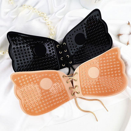 Strapless Backless Invisible BRA Push Up Stick On Silicone Lingerie Adjustable Black - Aimall