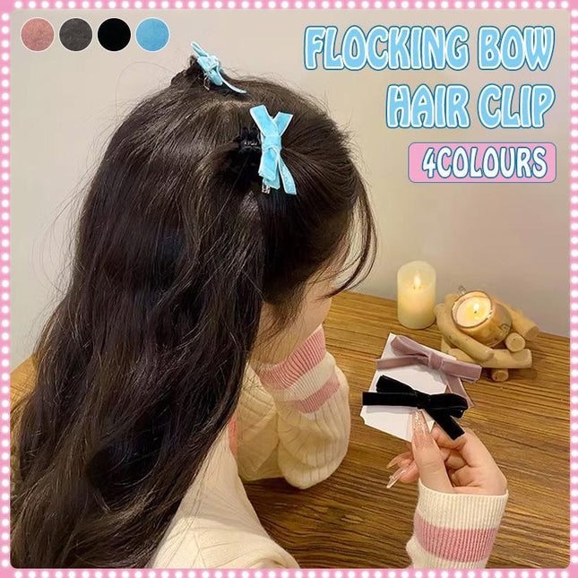 2PCS Bow Children's Hair Clip Flocking Velvet Hair Clip Sweet Hairpin Girls Gift - Aimall