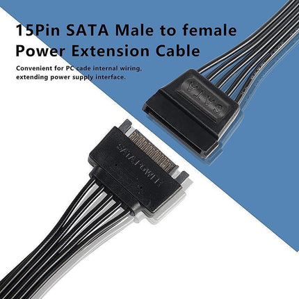 15 Pin SATA Power Y-Splitter Cable Adapter Extension 1 Male to 2 Female for HDD - Aimall