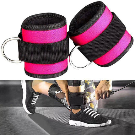 2PCS Weight Lifting Ankle D-Ring Strap Pulley Cable Kickbacks Attachment Gym Leg - Aimall