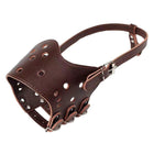 Adjustable Leather Pet Dog Mask Mouth Muzzle Anti Barking Bite Stop Chewing Brown - Aimall