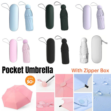 Portable Five Fold Sun Protection Umbrella Compact Travel Folding Umbrella
