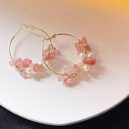 Handmade Colourful Gravel Bead Drop Earrings Women Girls Trendy Fashion
