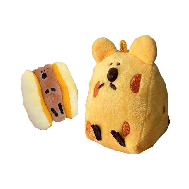 Cute Cartoon Plush Cheese Dog Doll Keychain Hanging Ornaments Bag Decoration - Aimall