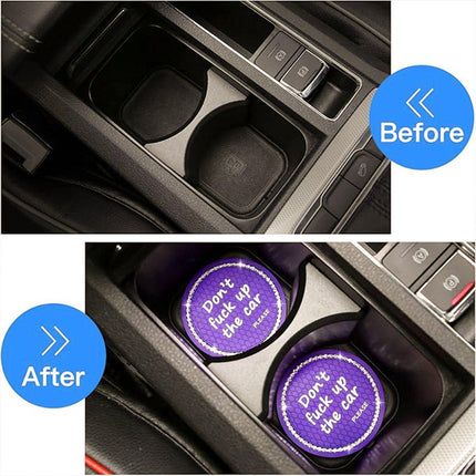 4pcs Purple Car Coasters Round Anti Slip Drink Holder Mats for Vehicle Interior